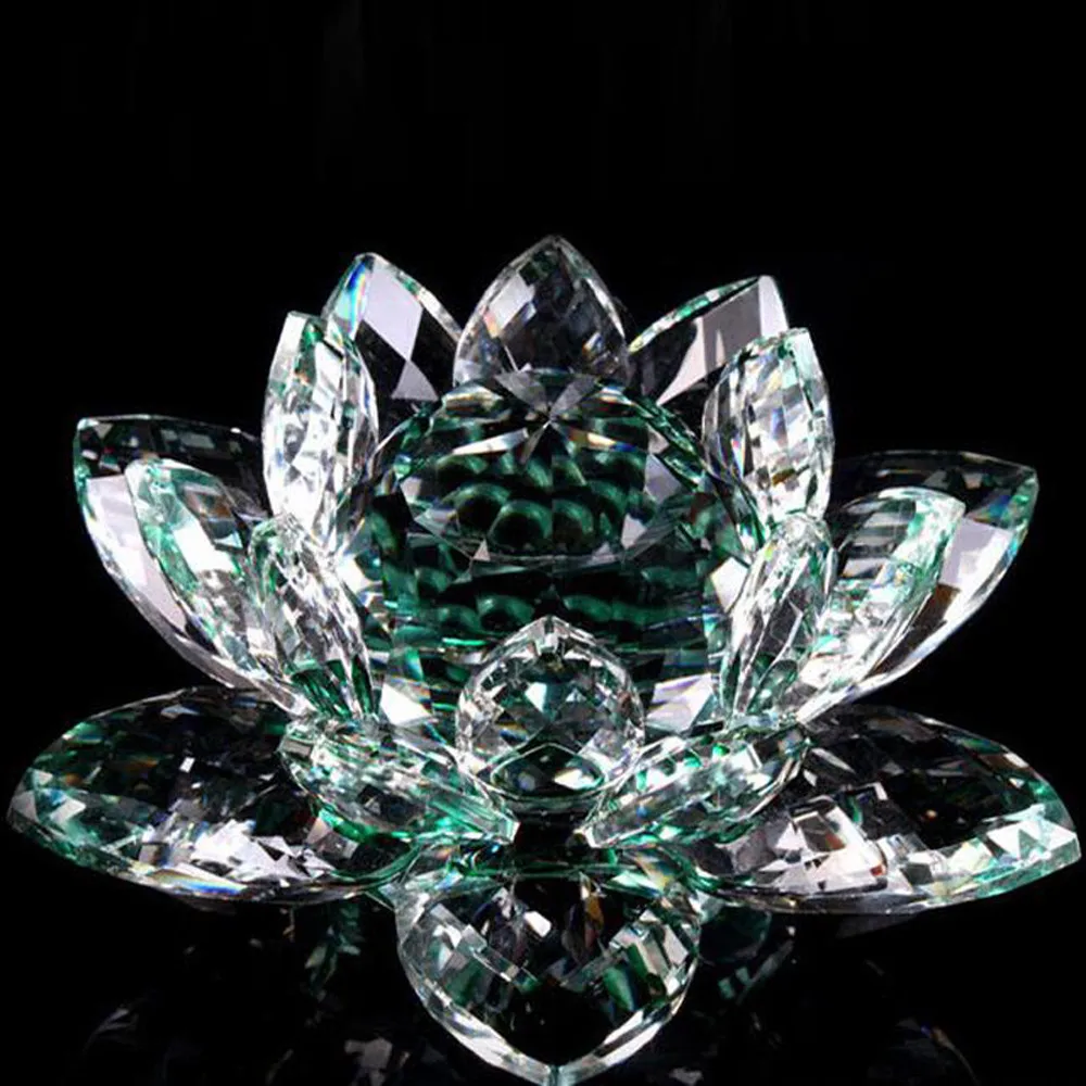 

60mm Crystal Glass Figure Paperweight Ornament Feng Shui Decor Collection Quartz Crystal Lotus Flower Crafts Lotus Home Decor