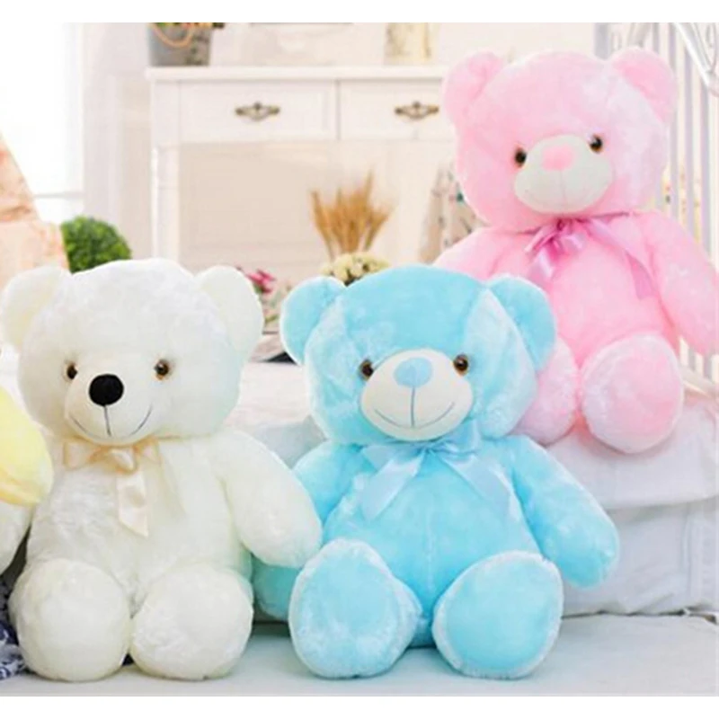 

30cm 50cm 80cm Creative Light Up LED Teddy Bear Stuffed Animals Plush Toy Colorful Glowing Teddy Bear Christmas Gift for Kids