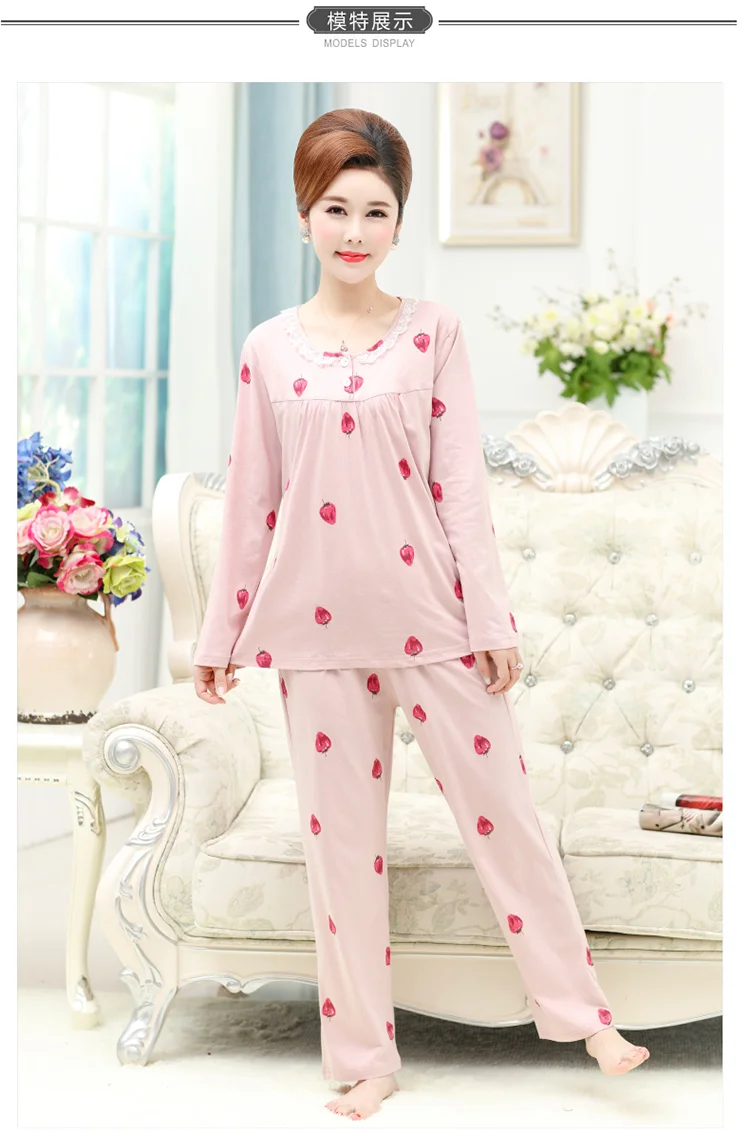 Для женщин с длинным рукавом пижамы набор осень-зима из 100% хлопка пижамы для отдыха элегантные свободные мягкие женские домашняя одежда L-3XL