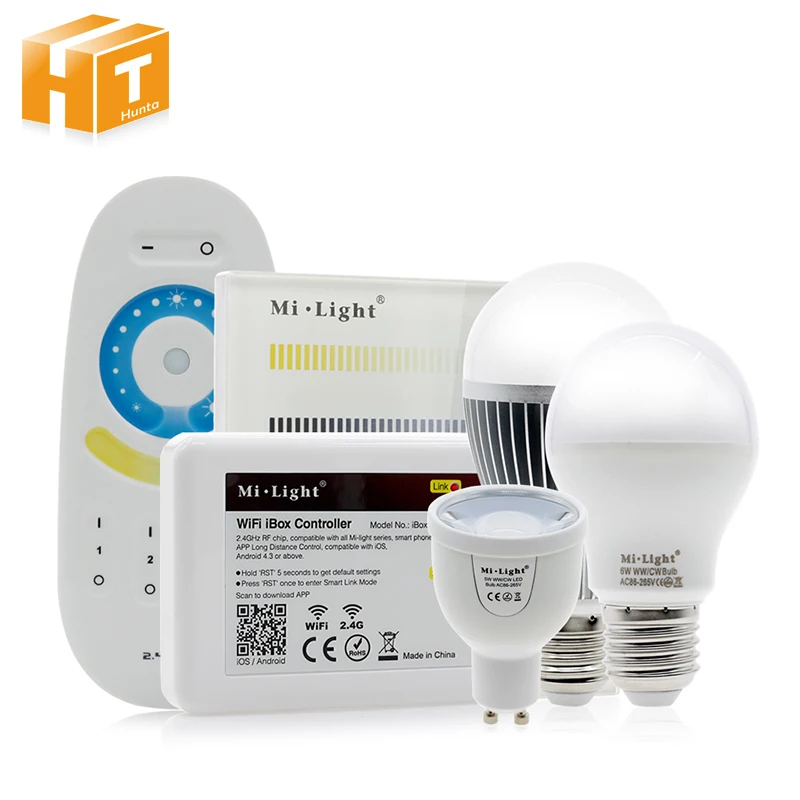 

Smart LED Bulb E27 6W 9W GU10 5W Warm White to Cold White Changeable & Brightness Dimmable 2.4G Remote Control Smart LED Lamps
