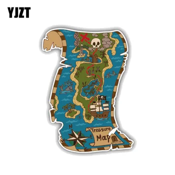

YJZT 11.1CM*15.2CM Funny Pirate Map of Treasure Island PVC Motorcycle Car Sticker 11-00458