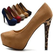 Brown 5Colors Dress Shoes Women Shoes Sexy High Heel Lepoard Stiletto Heel Round Toe Ladies Shoes 2016 Zapatos Mujer Plus Size