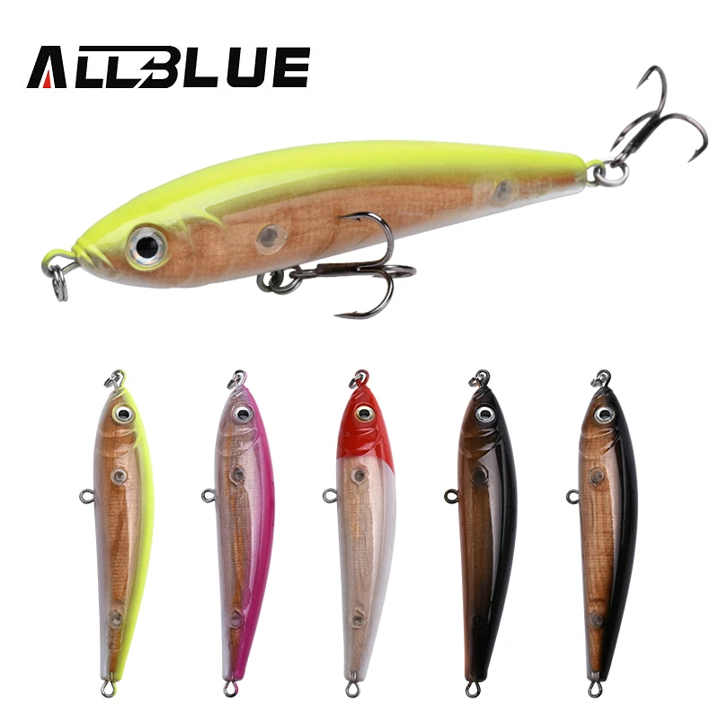 ALLBLUE Wood Stick Fishing Lure 90mm/16.5g Sinking Pencil Shad Minnow