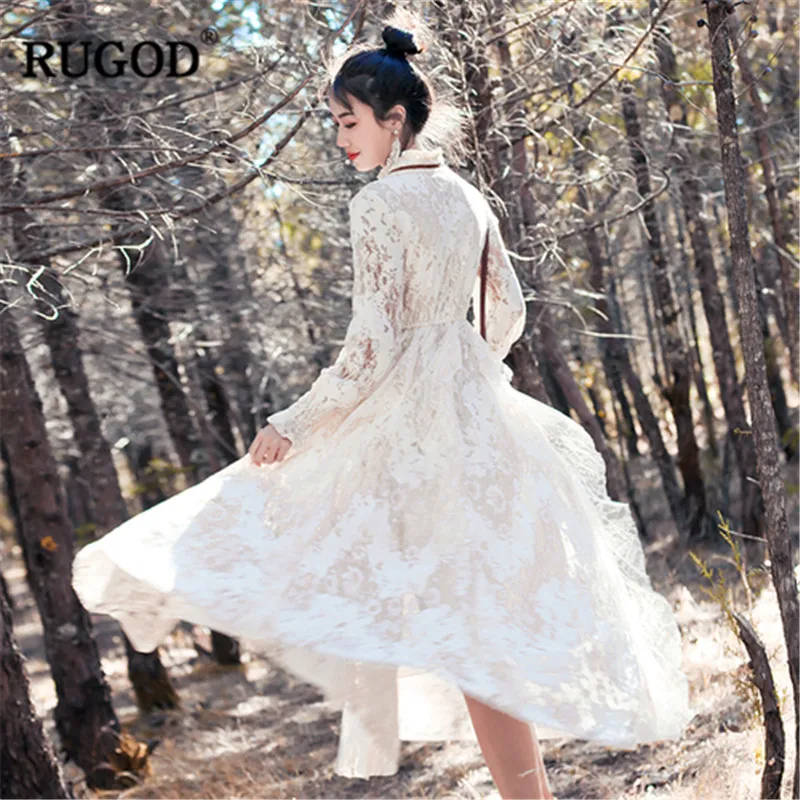 Женское Полупрозрачное платье RUGOD кружевное элегантное Сетчатое с цветочным