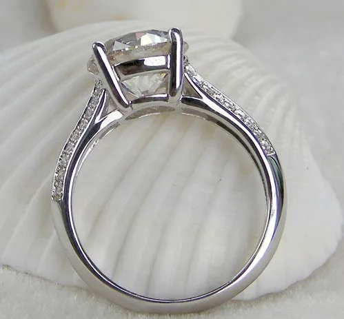 

3CT Star Brilliant VVS1 Paved Diamond Ring For Women Sterling Silver Jewelry Bridal Platinum Plated Engagement