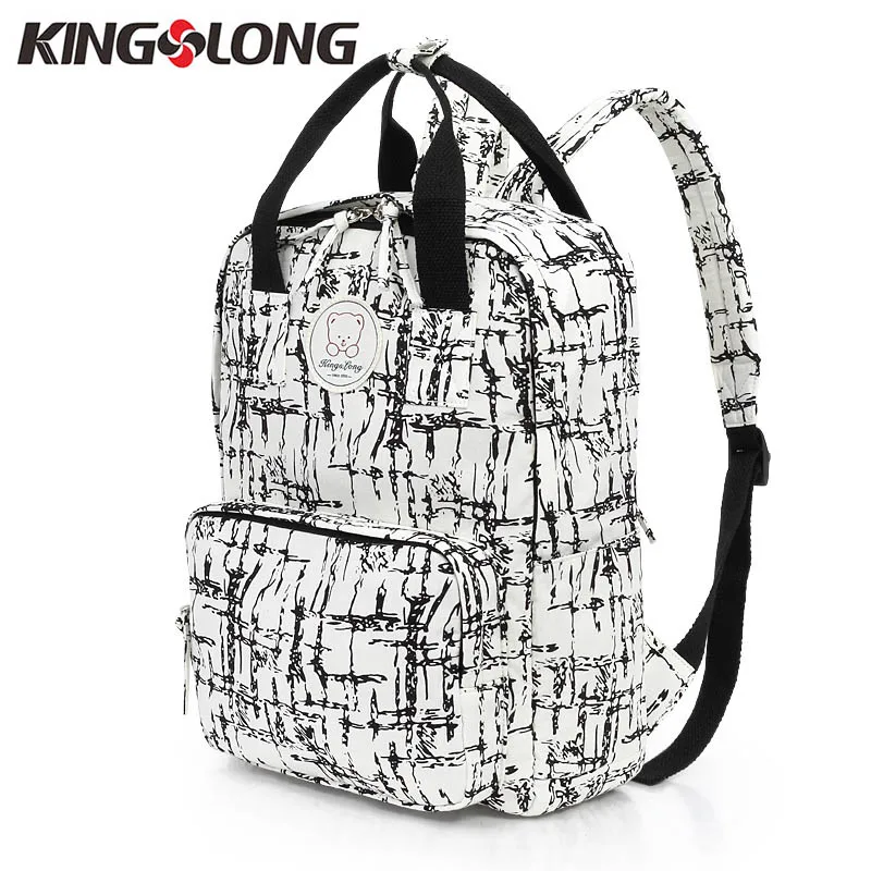 KINGSLONG Women Cute For Teenage Girls Cotton White Black Backpacks School Bag 14 Inch Laptop ...
