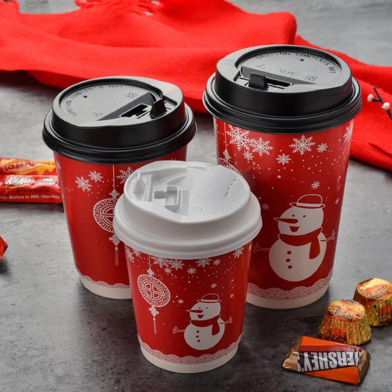 ChristmasDisposableSnowmanCoffeeCupThickenHeatResistantPacking