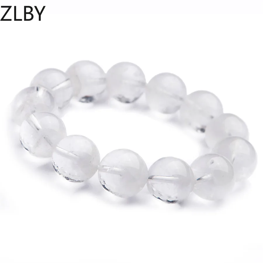 

16mm Genuine Natural White Phantom Quartz Bracelets For Women Female Stretch Crystal Round Bead Bracelet