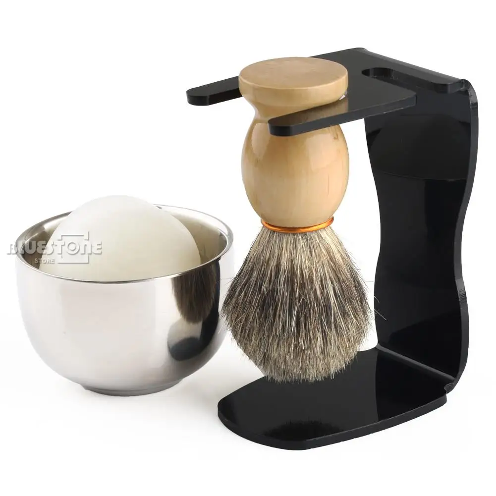 Men's Gift MIX Badger Hair Shaving Brush+Suction Cup Brush Stand+Bowl