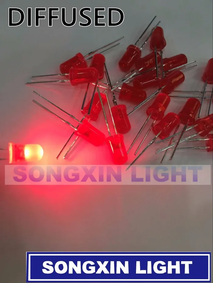 

1000 PCS/Lot 5MM Red LED Diode Round Diffused Red Color Light Lamp F5 DIP Highlight New Wholesale Electronic