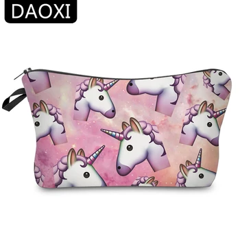 

DAOXI Women Cosmetic Bags 3D Printing Unicorn Small Makeup Bag for Traveling Storage Necessaries