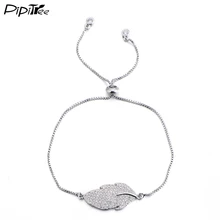 Pipitree слайдер цепи кубического циркония Кристалл Браслеты с растительным орнаментом и браслеты для женщин белого золота цвет браслет с подвеской Регулируемый Femme