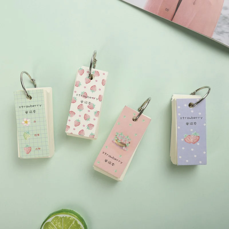 

Unicon Memo Pad Fruits Cactus Paper Notebook Binder Ring Easy Flip Flash Cards Study Sticky Notes School Supplies Stationery