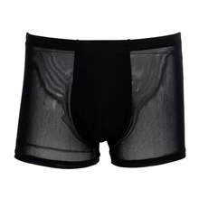 Men’s Sexy Sheer Stretchy Mesh Underwear Boxer Briefs Pants–Black