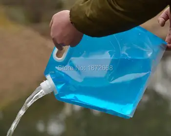 

Outdoor 5L camping traveling Foldable Storage Water Bag Hand Lifting Hiking Survival Bottle 100pcs/lot Free DHL/Fedex