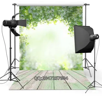 

Bokeh White Flower Leaves Wood Floor Backgrounds for sale Vinyl cloth High quality Computer print wall backdrop
