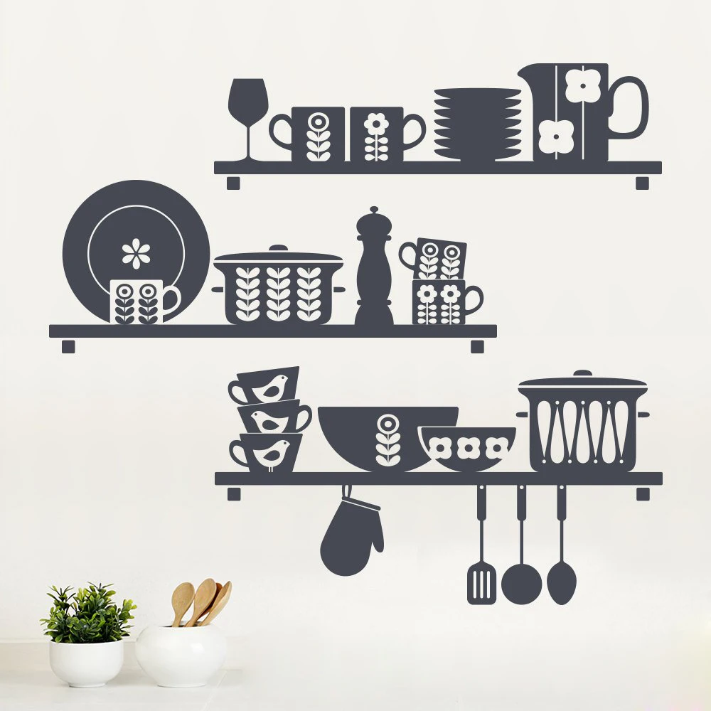 Scandinavian Style Kitchen Shelves Wall Sticker Nordic Style Kitchen Decor Wall Decal Wall Graphics Home Decoration RemovablD875 Scandinavian Style Kitchen Shelves Wall Sticker Nordic Style Kitchen Decor Wall Decal Wall Graphics Home Decoration RemovablD875