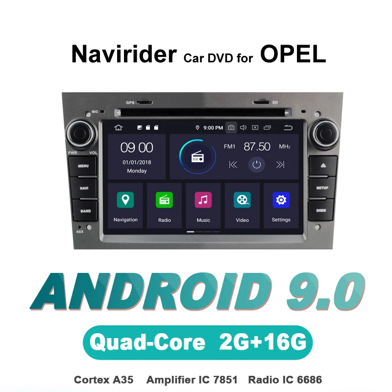 Sale Navirider GPS Android 9.0 bluetooth stereo 4-Core 8-Core car DVD player for OPEL VECTRA ANTARA ZAFIRA CORSA MERIVA accessories 1