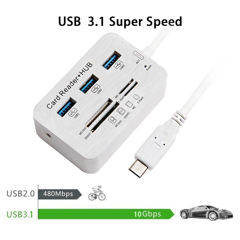 Usb-хаб 3,0 комбинированный USB высокоскоростной разветвитель Мульти usb порт type C концентратор SD/TF кард-ридер usb 3,1 для компьютера ноутбука аксессуары