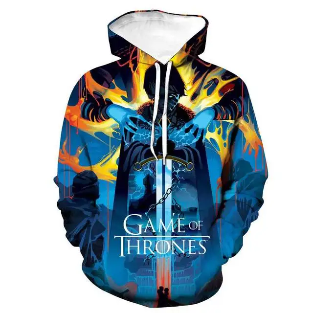 Мужская толстовка с капюшоном и 3D принтом Game of Thrones 8 2019|Толстовки свитшоты| |