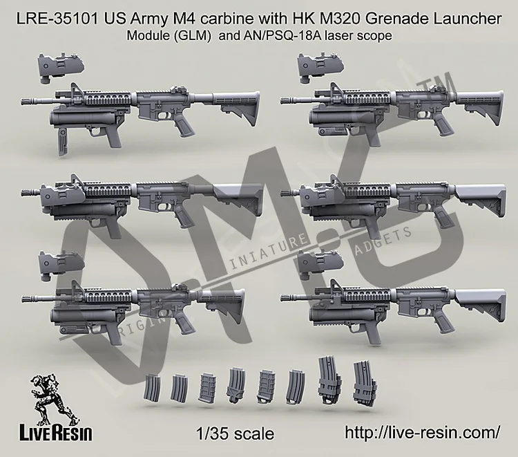 [Набор масштабных моделей] живая Смола LRE-35101 1/35 US Army M4 карабин с HK M320 гранатомета модуль(GLM) и AN/PSQ-18A лазерный прицел