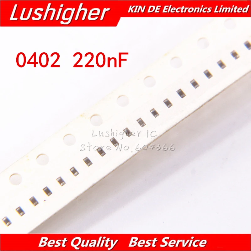 

100 шт., керамический конденсатор 0402 220нф 224K 0,22 мкФ 50 в X7R 10% SMD