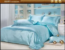 

Luxury aqua blue mulberry silk comforter bedding set king size queen full twin duvet cover quilt bed linen sheet satin bedsheet