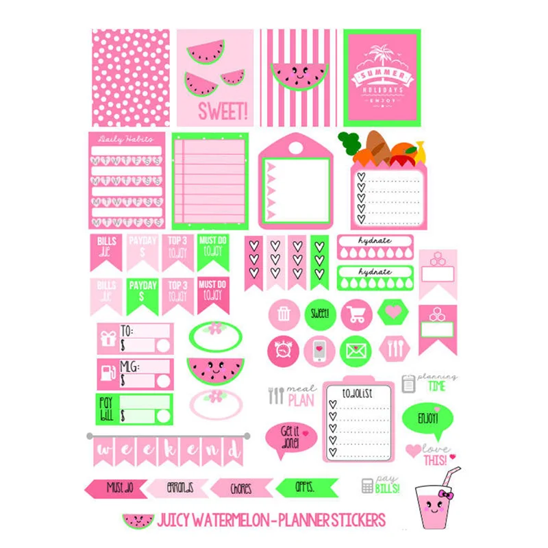 2 pcslot pink watermelon diy decor scrapbook bullet journal stationery