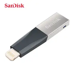 SanDisk Двусторонняя Флешка OTG USB3.0 Flash Drive 32 GB 64 GB для iPhoneX 7 7 плюс 6 5 5S Lightning/металлическая ручка привода U диск 128 ГБ