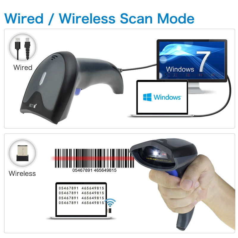 Milestone MHT W8 2D Wireless QR Barcode Scanner PDF417 Bar Code Reader Wireless CCD 2 4GHz 4