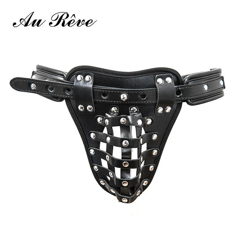 Au Reve Pegging Мужской Целомудрие устройств пояса из искусственной кожи плотно