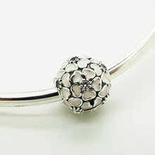 Pandulaso Granos para hacer La Joyería Pink Cherry Blossom Clip Cupieron Las Pulseras y Brazaletes DIY 100% Auténticos 925 de Plata de La Joyería