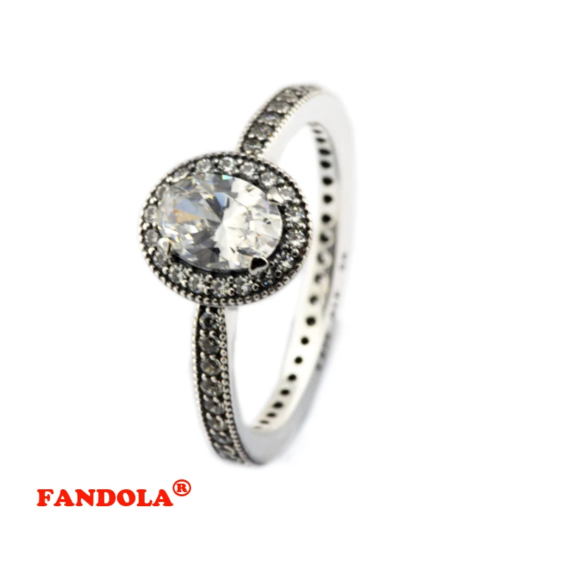 

Vintage Elegance Silver Ring with Clear Cubic Zirconia 100% Authentic 925 Sterling Silver Jewelry Rings for Women FLR104