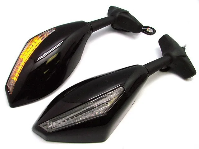 Для Kawasaki Ninja 250R 500 636 EX ZX6R ZX7 ZX9 ZX10R черная светодиодная мотоциклетная зеркальная