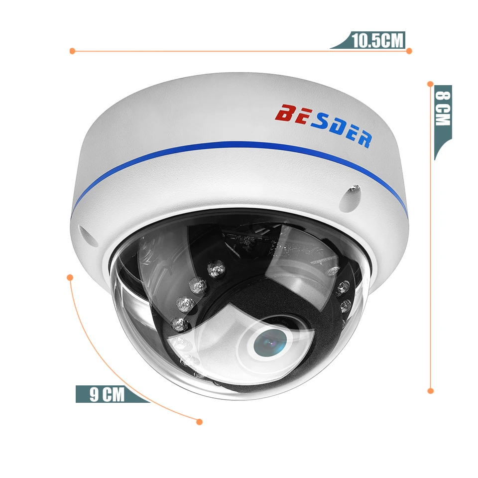 Besder Full HD 1080P Hi3516C+ IMX291 IP камера P2P ONVIF детектор движения металлический чехол антивандальный для видеонаблюдения купольная камера XMEye