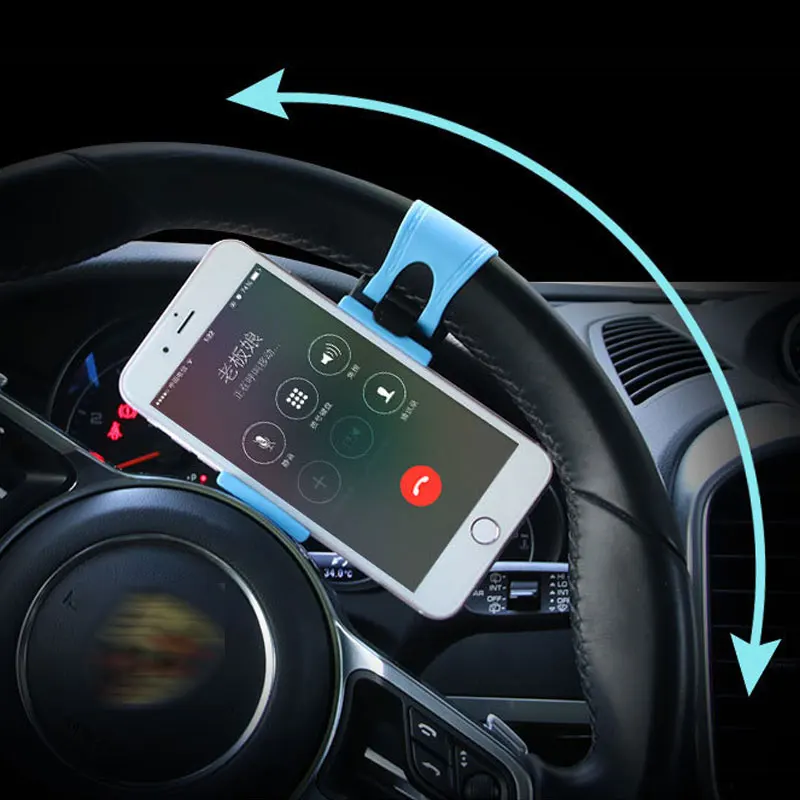 

New Car Steering Wheel Mount Phone Holder Rubber Band Car Cell Phone Stand Holder Retractable Car Bracket For iPhone Samsung GPS