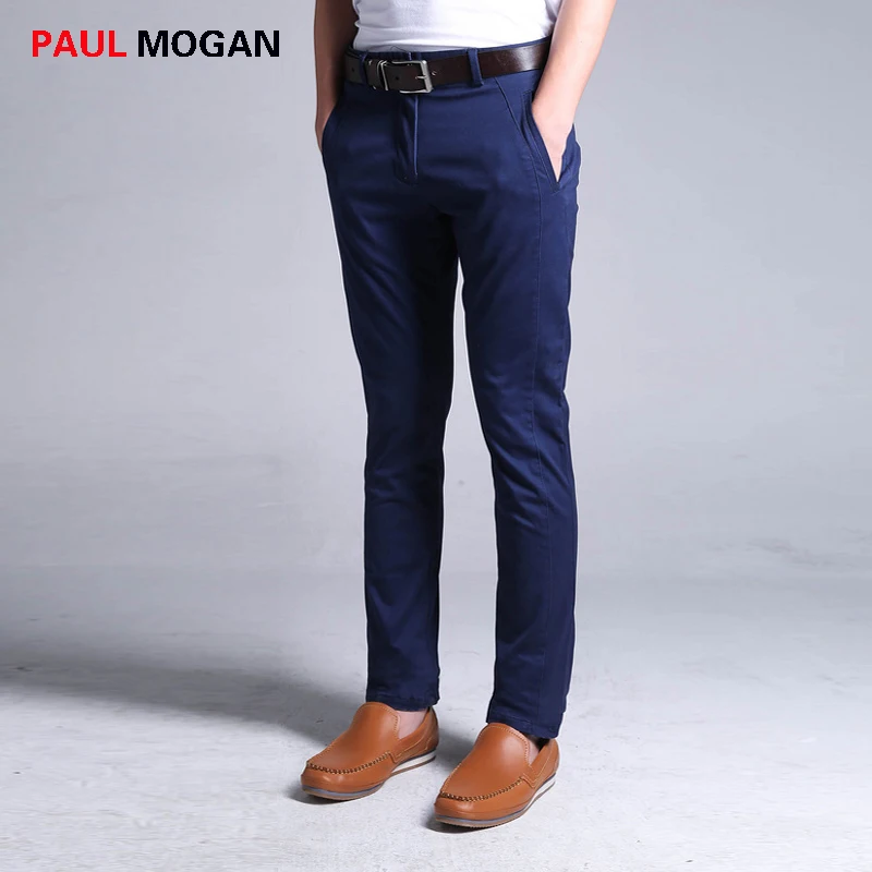 Paul Mogan 2017 men pants Navy Blue slim fit joggers plus