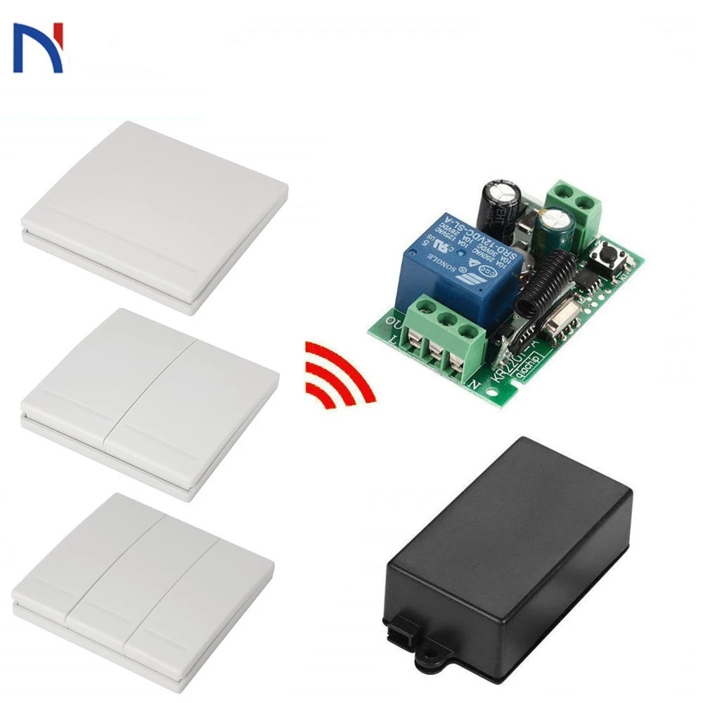 

Remote Control Switch Receiver AC 85V 110V 220V 1CH 1 Channel Bedroom Lights 433.92MHz Wireless Wall Panel RF Button Transmitter
