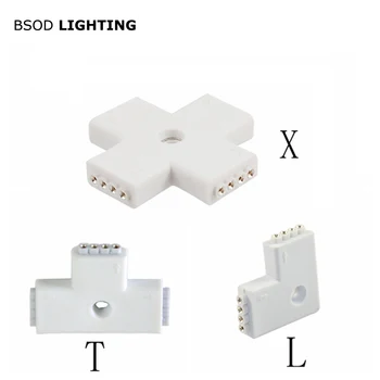 

BSOD Led Connector L T X Shape Injection RGB Connector No Welding Adapter Jack Plug Female for LED RGB Strip Led Line T Plug