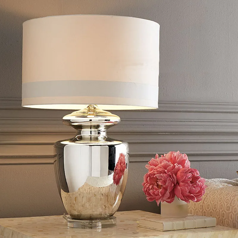 TUDA 40X77cm Free Shipping Large Table Lamp Silver Glass Table Lamps