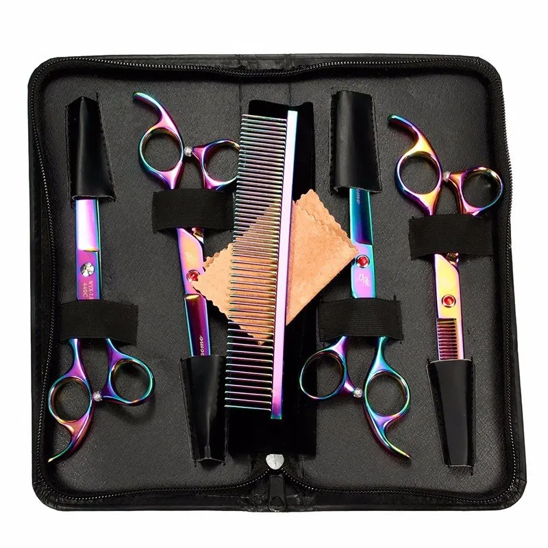 

Professional Pet Grooming Scissors Set Cutting & Thinning & Curved Scissors For Dog Cat Animal Barber Shears High Quality