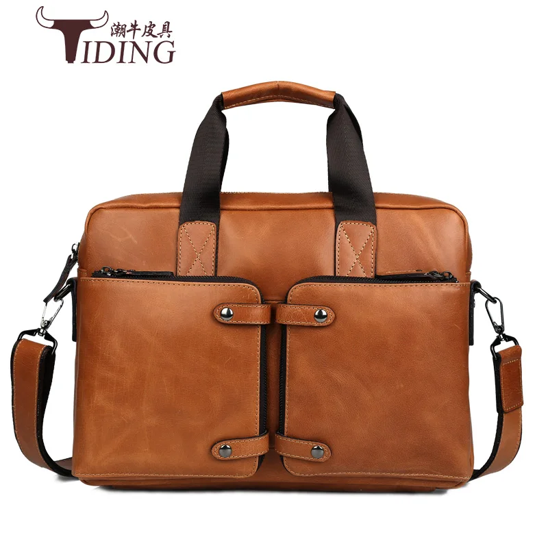 

cow leather handbags for men 2017 new man fashion brand vintage business dress big briefcases genuine leather shoulder bags