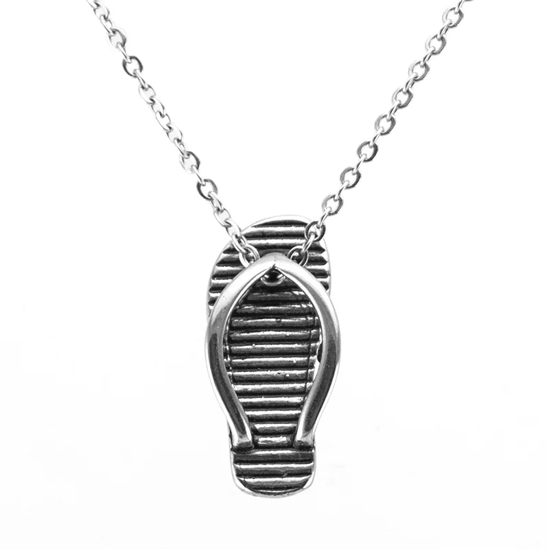 

Women slipper Necklace flip flops pendant Stainless steel unique choker female daily necklaces