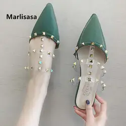Zapatos De Mujer/женские модные милые туфли на плоской подошве с заклепками и острым носком Женские Повседневные Удобные вечерние туфли из