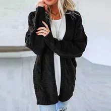 Новинка, зимний свитер, вязаный кардиган, Повседневный, женский, длинный рукав, трикотаж, открытый перед, кардиган, свитер, пальто для женщин#45