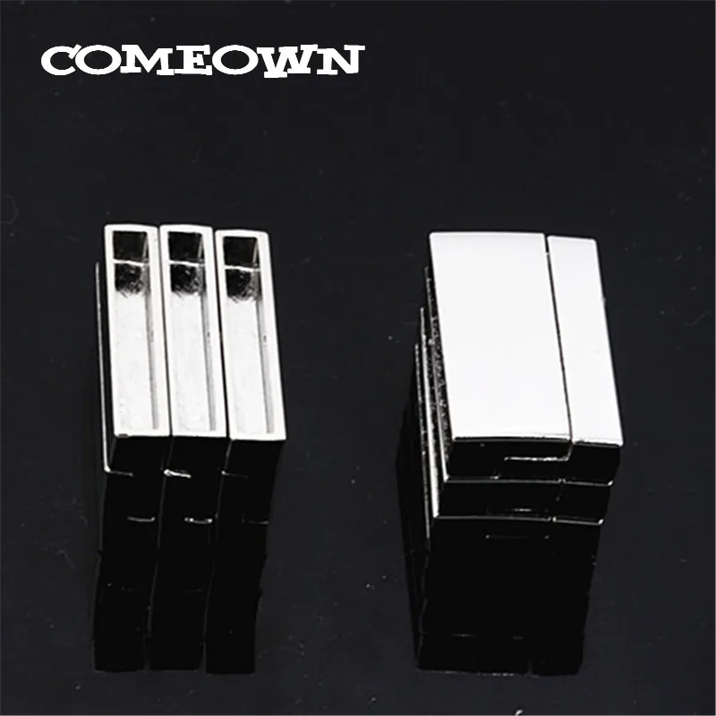 

COMEOWN Wholesale 20pcs Strong Smooth Rectangle Shape Magnetic Clasps fit 30*4mm Flat Leather Cord Connector Jewelry Findings