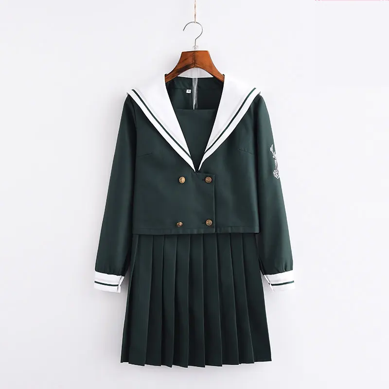 2019 японская школьная форма JK моряк рубашка с длинными рукавами + Высокая Талия плиссированная юбка наборы студенческие костюм для колледжа