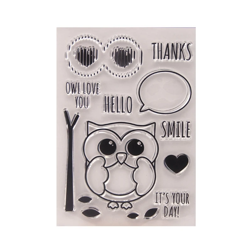 

Transparent Silicone Clear Rubber Stamp Cartoon Owl Diary Scrapbooking DIY Craft--Y142
