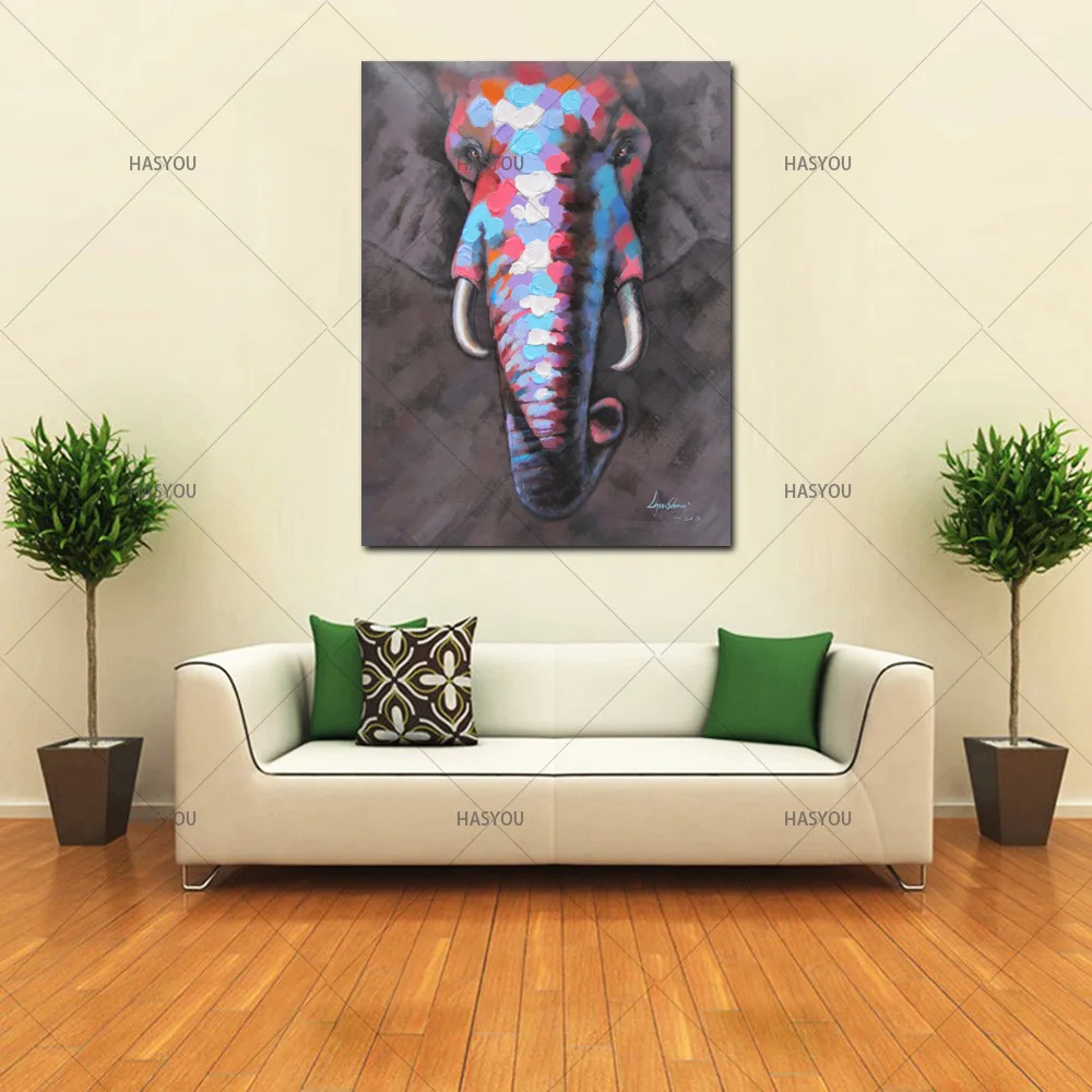 

Large Elephant Picture Hand painted Abstract Modern Oil Painting on Canvas for Living Room Wall Art Home Decor wedding Gift