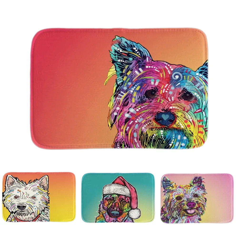 Xmas Yorkie Series Door Mats Merry Christmas Pet Dog Pitbull Bathroom